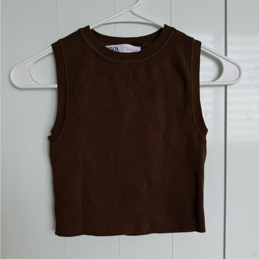 Zara Brown Sleeveless Top